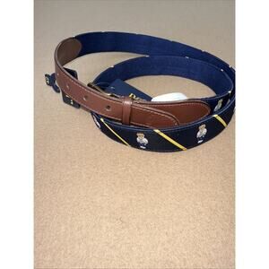 Polo Ralph Lauren Men’s Preppy Bear Belt Navy Yellow Size 42